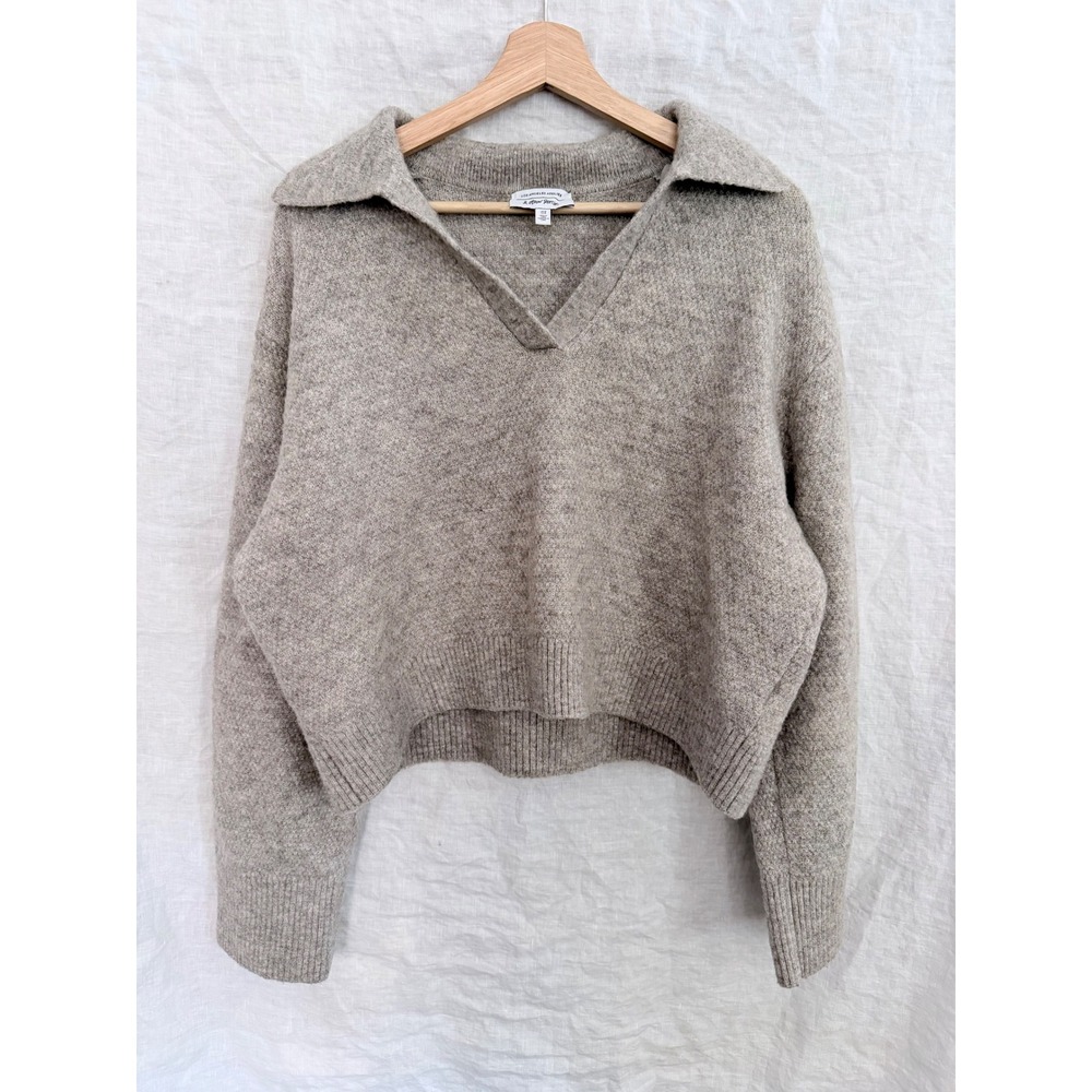 & Other Stories Polo Sweater Women Beige Wool Mohair Blend V-Neck Medium